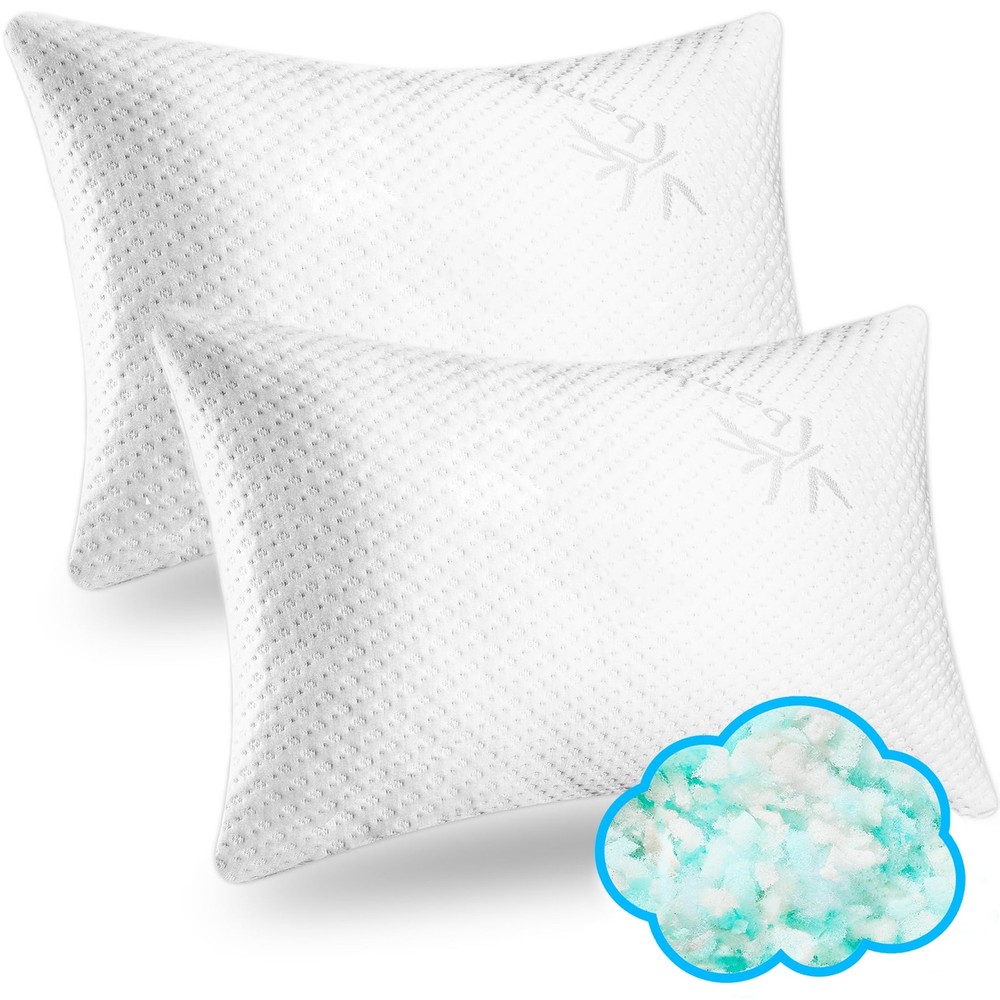2-Pack USA-Made Cooling Shredded Memory Foam Pillow with Cover