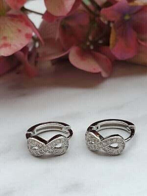 0.35Ct Round Cut Simulated Diamond Women's Hoop Earrings 14k White Gold Plated