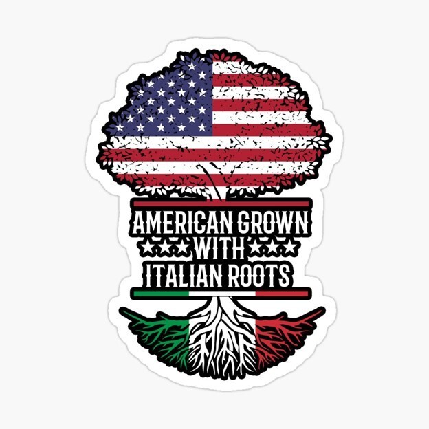 Italian-American Roots Vinyl Die-Cut Sticker - USA Made