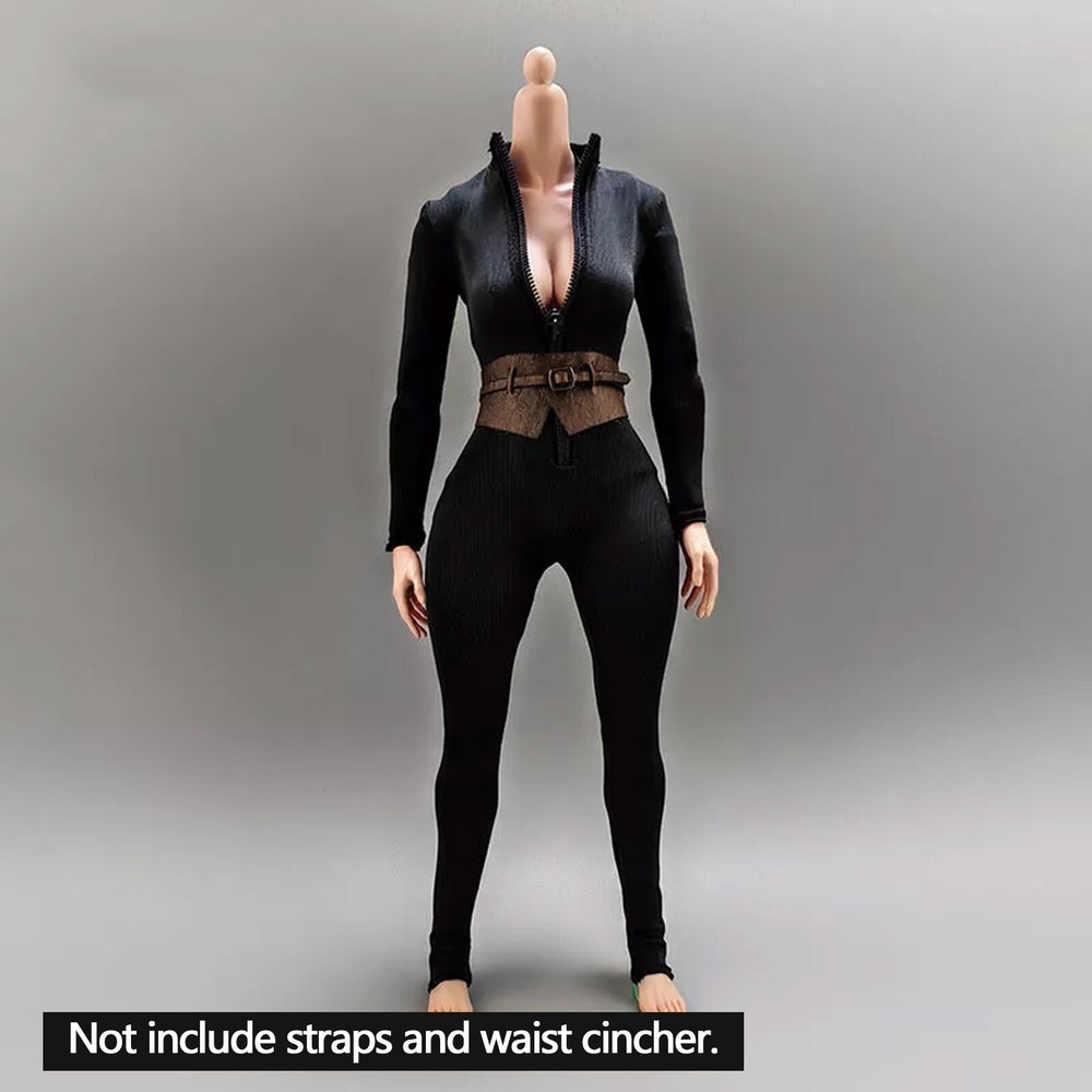 1/6 Female Black Bodysuit Dress Clothes For 12