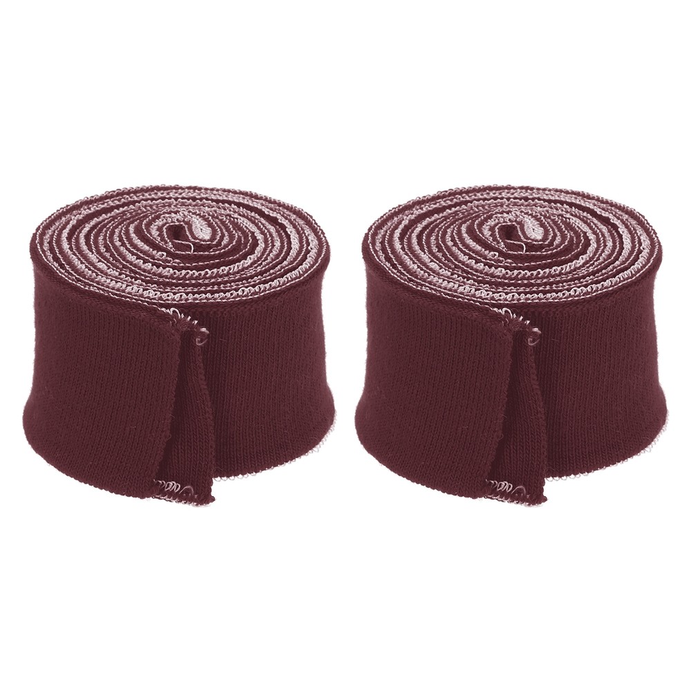 2Pcs 1.5 Inch x 2.6ft Elastic Cuffs Knitted Ribbed Cotton Fabric Red Brown