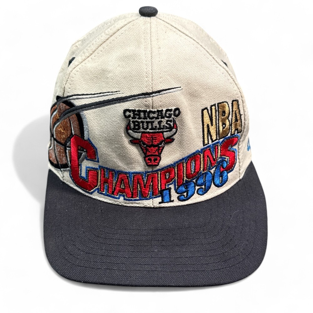 90s Vintage Chicago Bulls 1996 NBA Champions Snapback Hat Rare Locker Room Cap