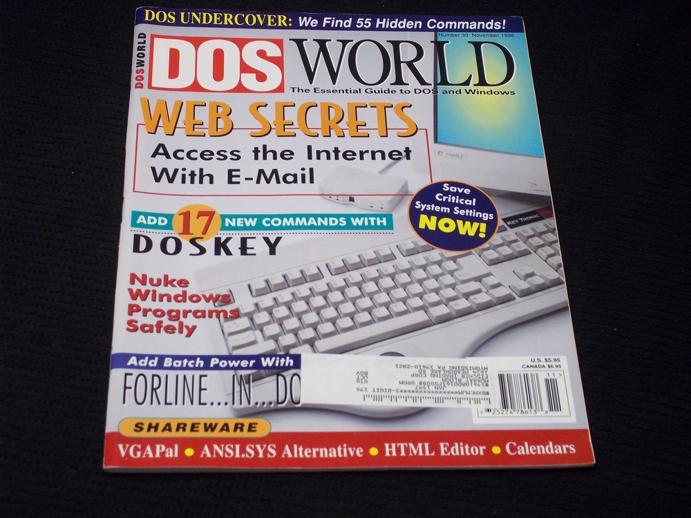 1996 November Dos World Magazine - Web Secrets Front Cover - H 8837