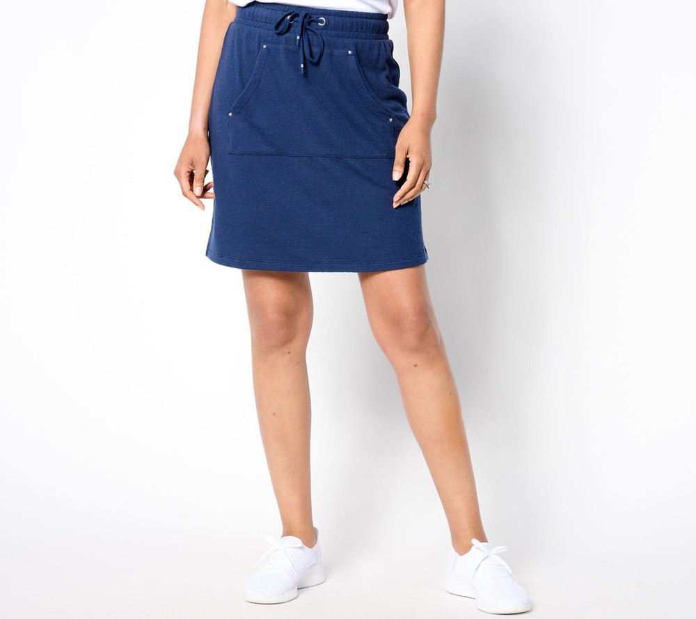 Sport Savvy Women's Skirt Sz XS Textured Terry Skort with Centered Blue A646886