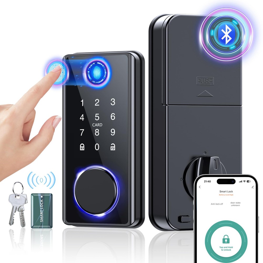 Smart Fingerprint Deadbolt Lock - Keyless Entry for Front Doors with Secure Access