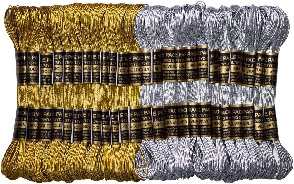 24 Skeins Metallic Embroidery Thread -Cross Stitch 24 skiens, Gold and sliver