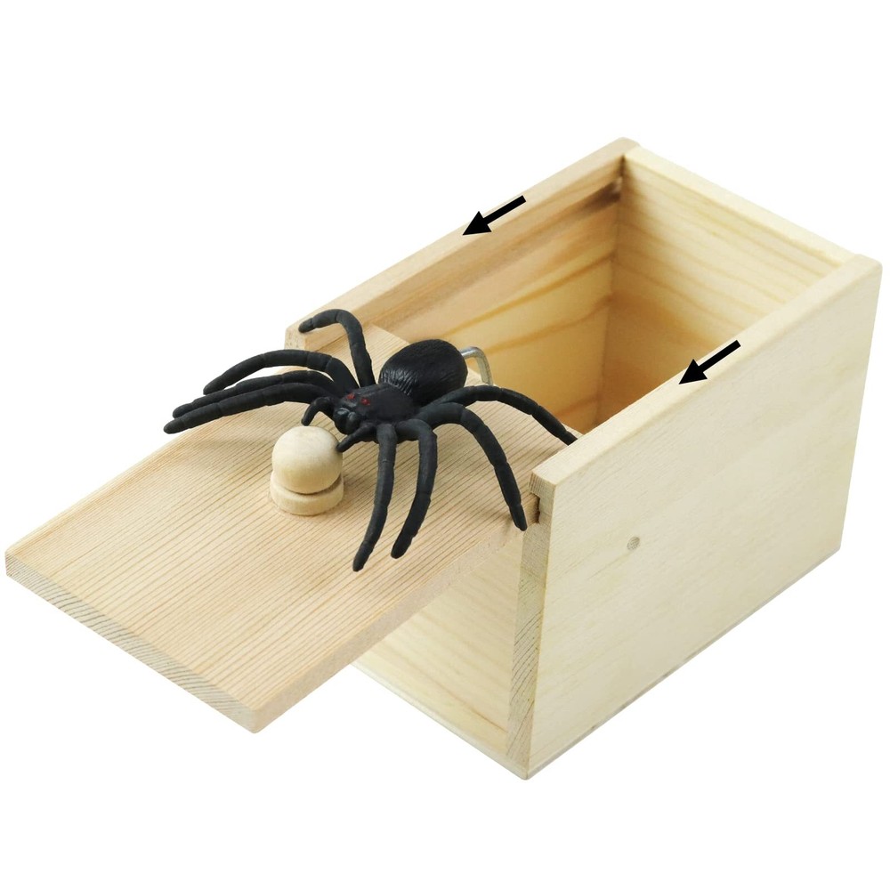 Spider Scare Prank Box, Pop Out Rubber Spider Handmade Wooden Scare Box, Fun ...