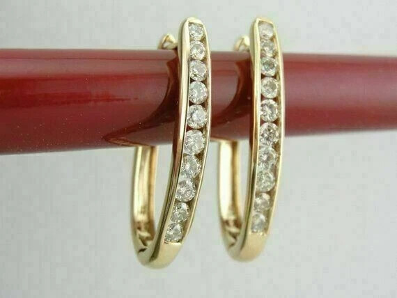 1 Ct Round Lab Diamond Hoop Earrings in 14K Yellow Gold for Engagement
