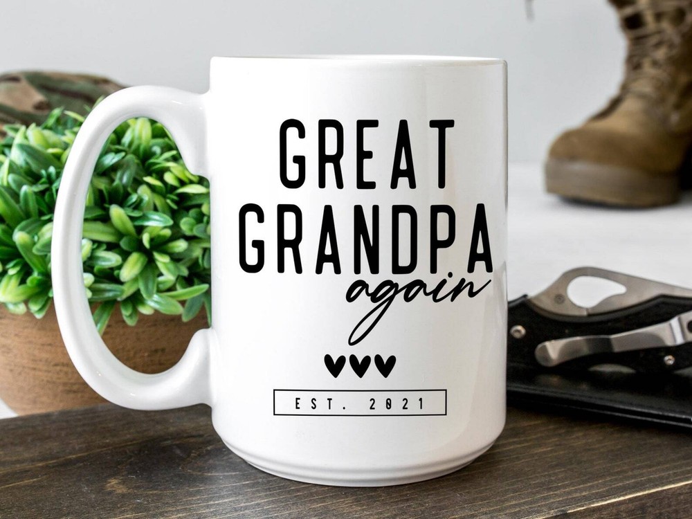 Great Grandpa Again Est Coffee Mug Pregnancy Announcement Coffee Mug Custom Gift