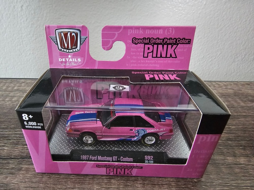 M2 Machines 1:64 Diecast 1987 Ford Mustang GT Custom S92 Pink