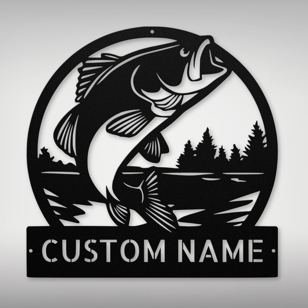 Personalized Jumping Fish Metal Sign Custom Outdoor Decor Fishing Lovers Gift