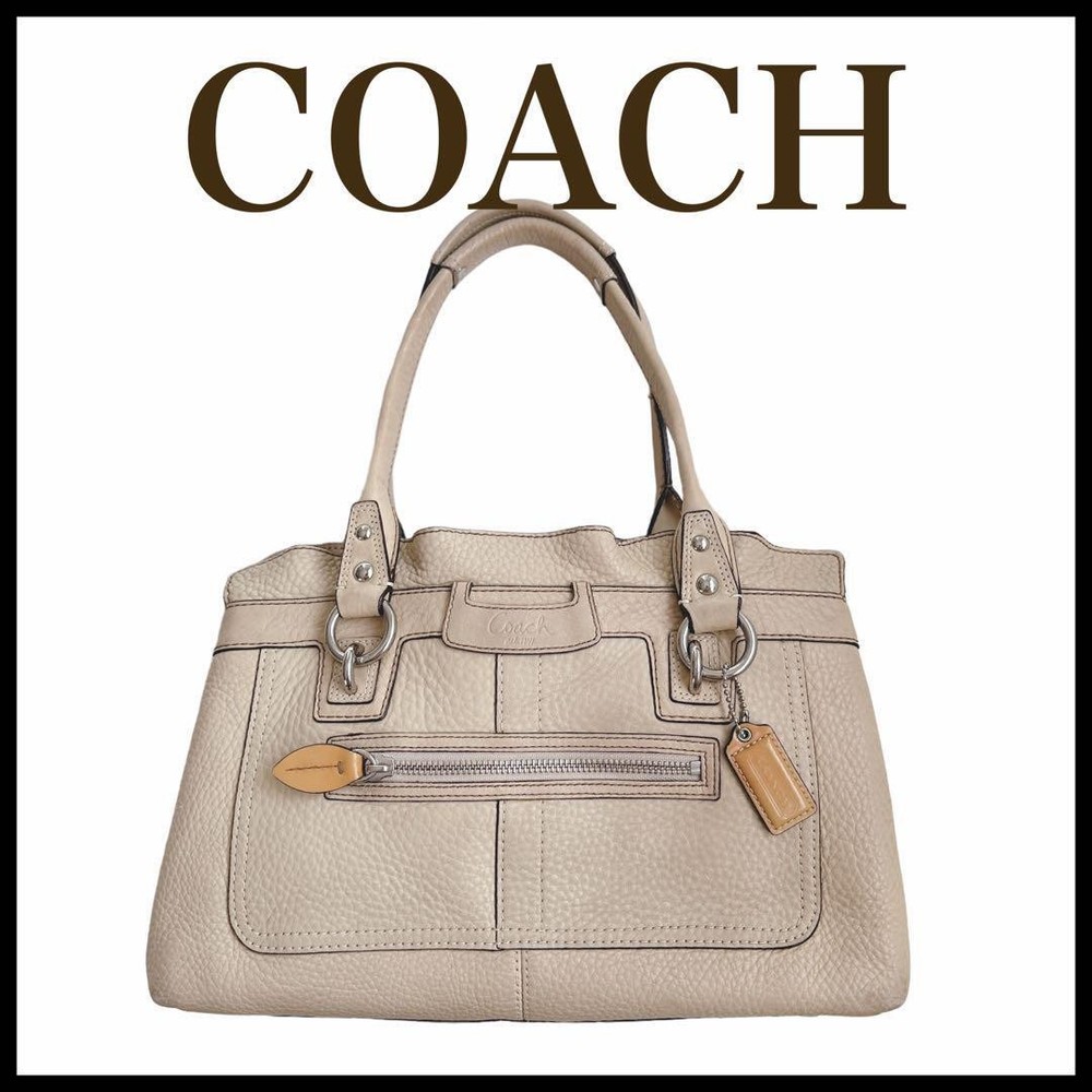 COACH Penelope Leather Tote Handbag for Women in Beige