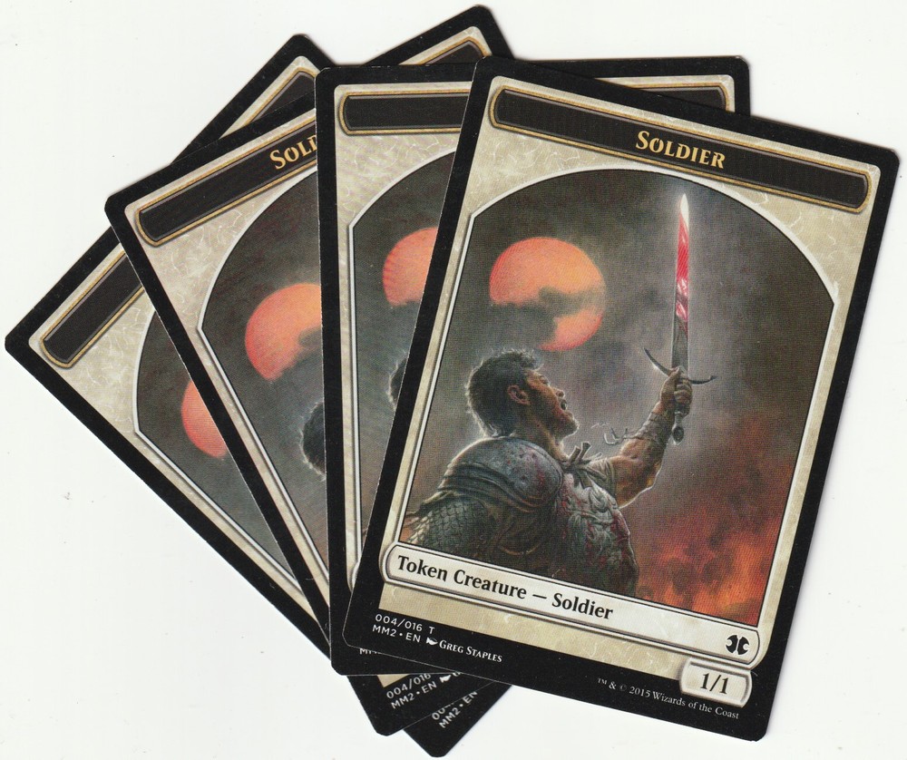 ✪ 4 MAGIC The Gathering SOLDIER White Token Creature MTG PLAYSET MM2/EN 2015