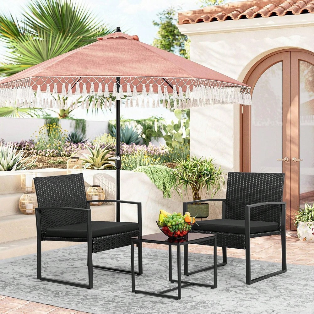 RFG 3-Piece Wicker Patio Set with Rattan Chairs and Coffee Table