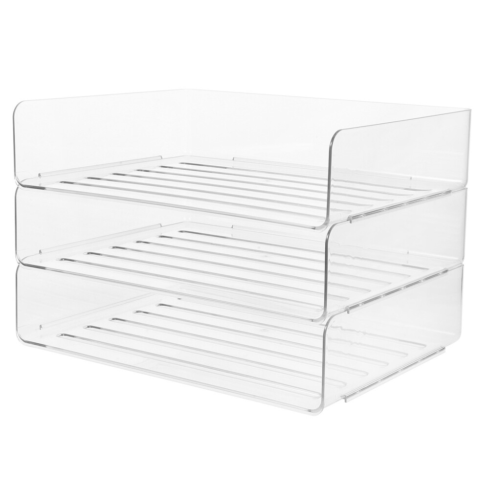 Clear Plastic File Rack Storage Box Desk Tray Letter Organizer for Office