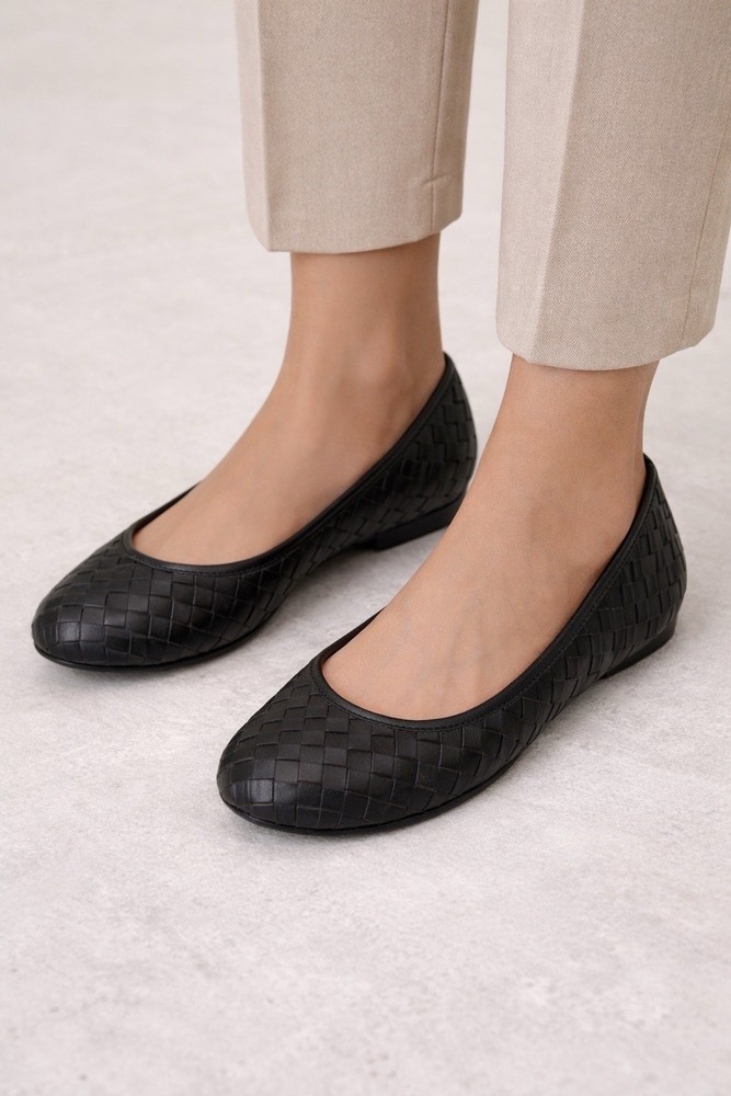 Easy Spirit Dayanna Black Woven Ballet Flats Square Toe Bow Accent Womens 8M New