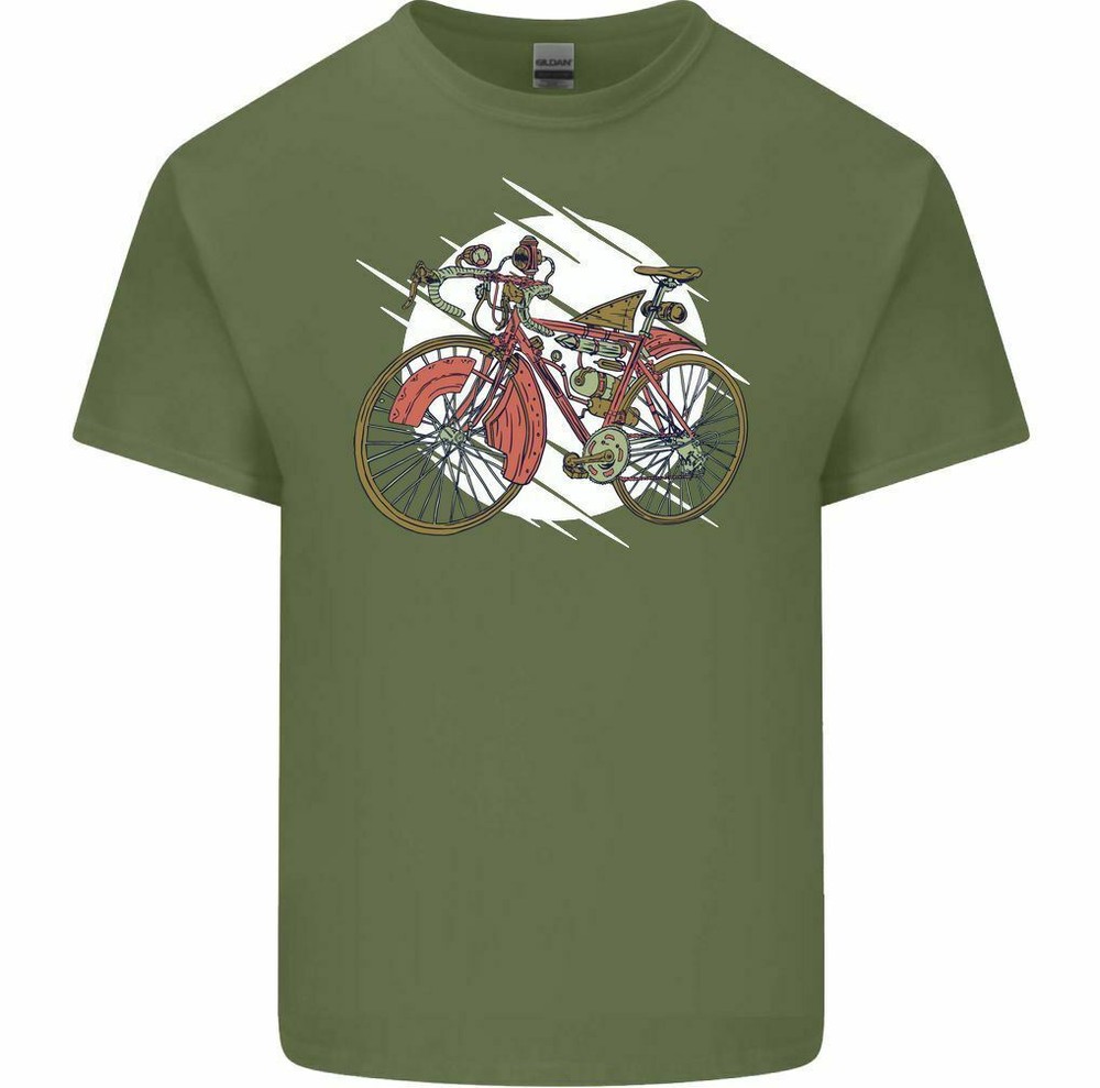 Steampunk Bicycle T-Shirt Mens Cycling Tee Top Cyclist MTB Racer Road Bike Push