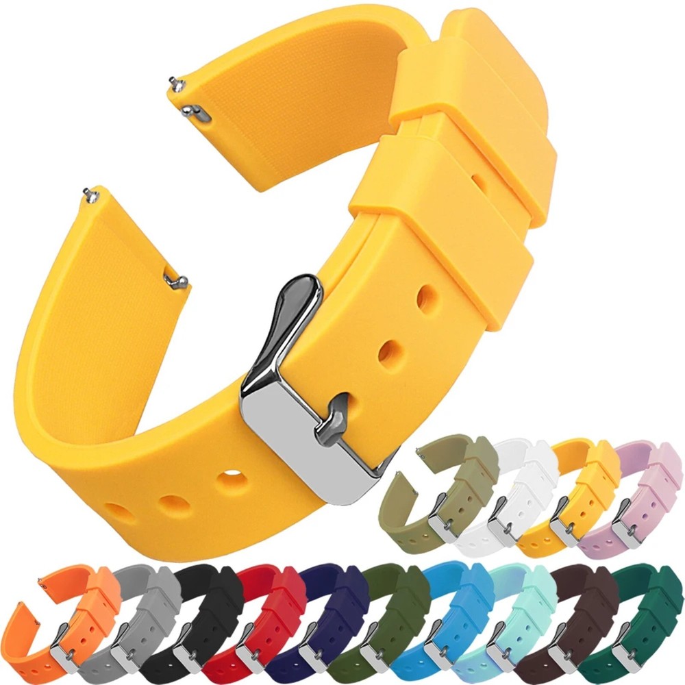 Soft Silicone Quick Release Straps Choose Color & Width Silky Rubber Watch Bands