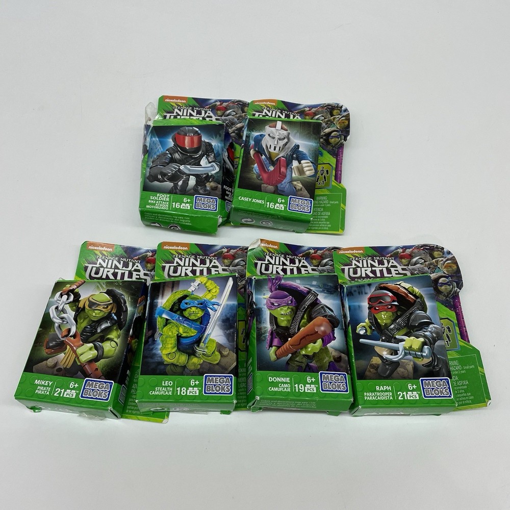 Teenage Mutant Ninja Turtles Out Of The Shadows Mega Bloks 6 Figure Lot New