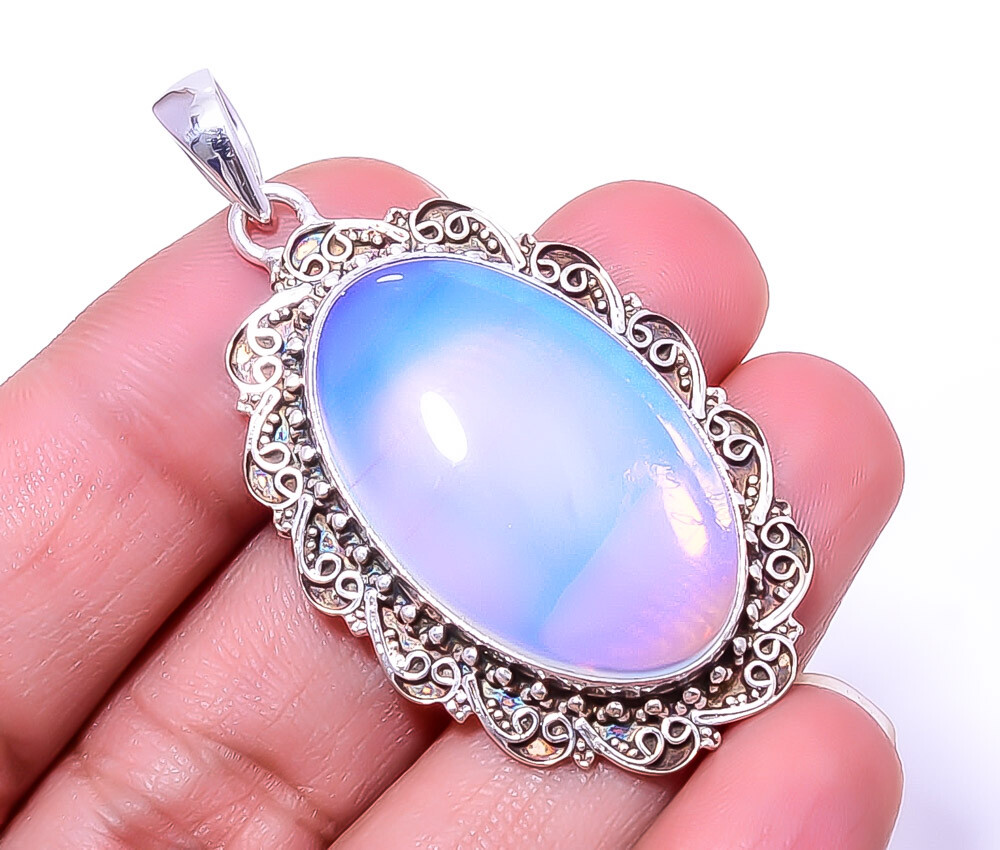 Milky Opal Fine Art 925 Sterling Silver Pendant 2.03