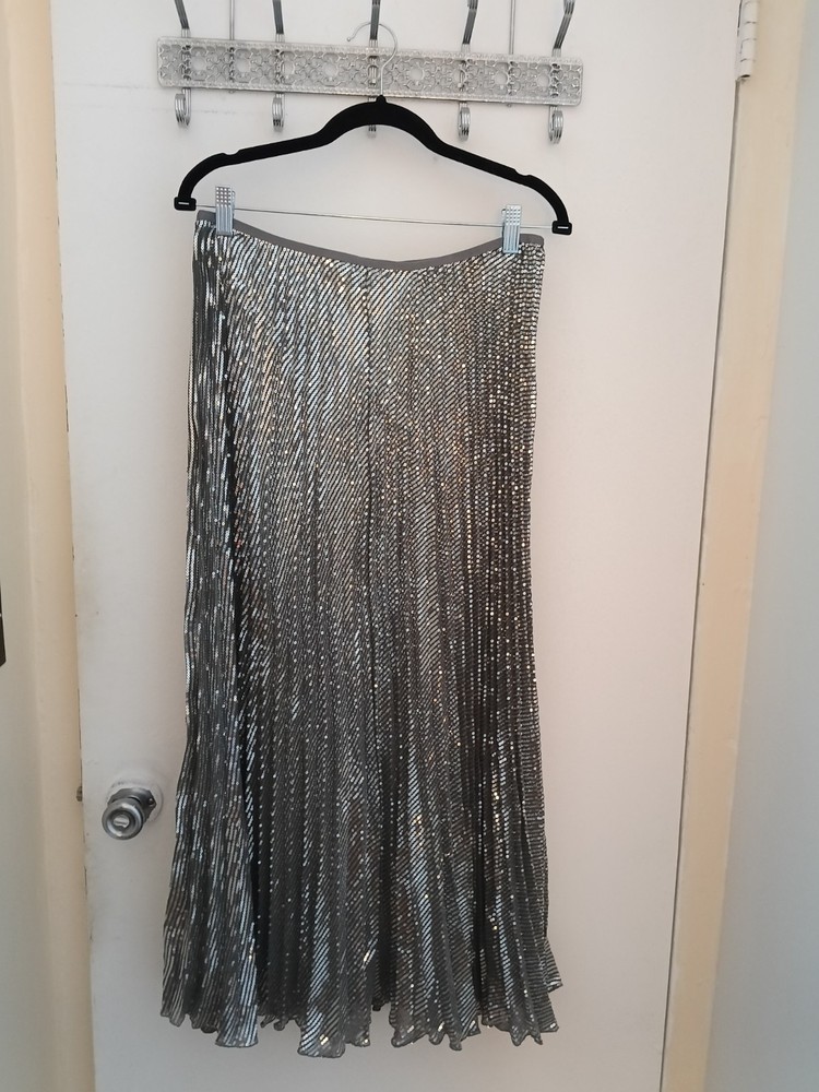 H&M Sequin Silver Skirt Maxi AW25 Sold Out L