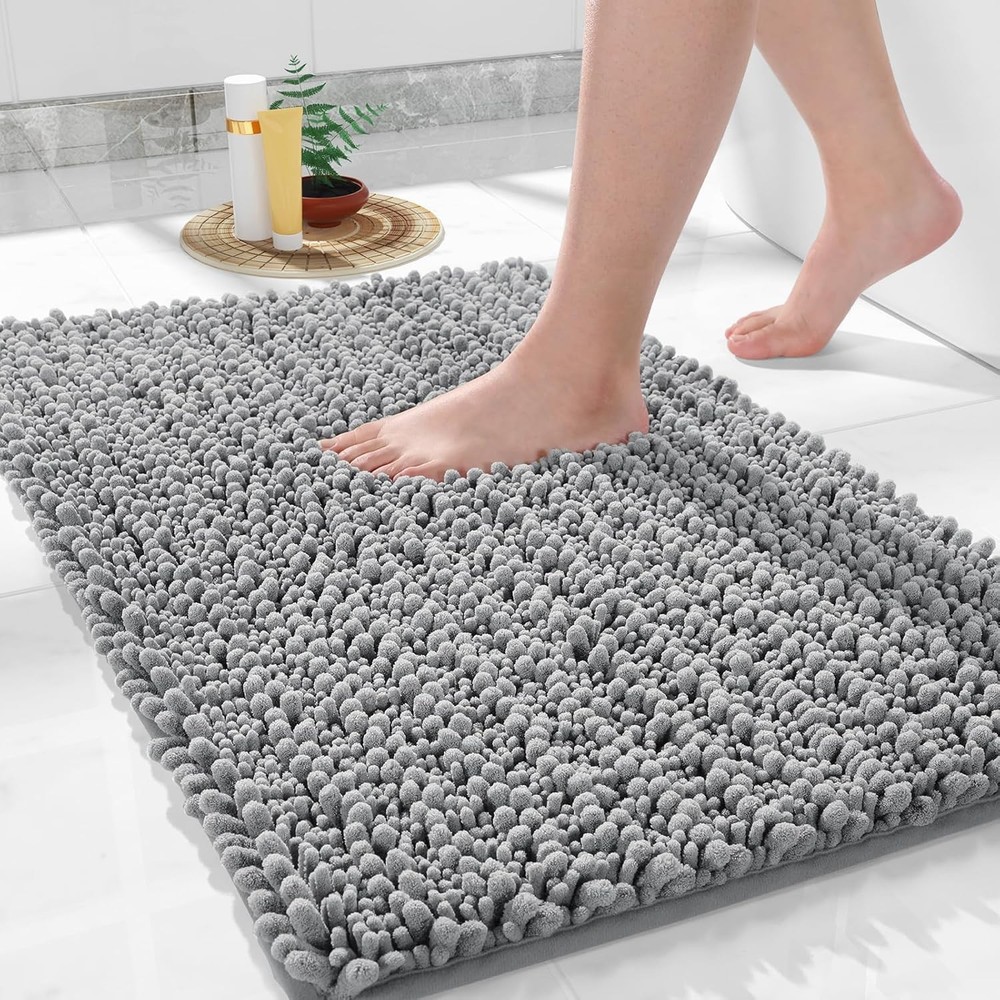 Non-slip washable bathroom rug 24x17 inch ultra soft absorbent chenille mat