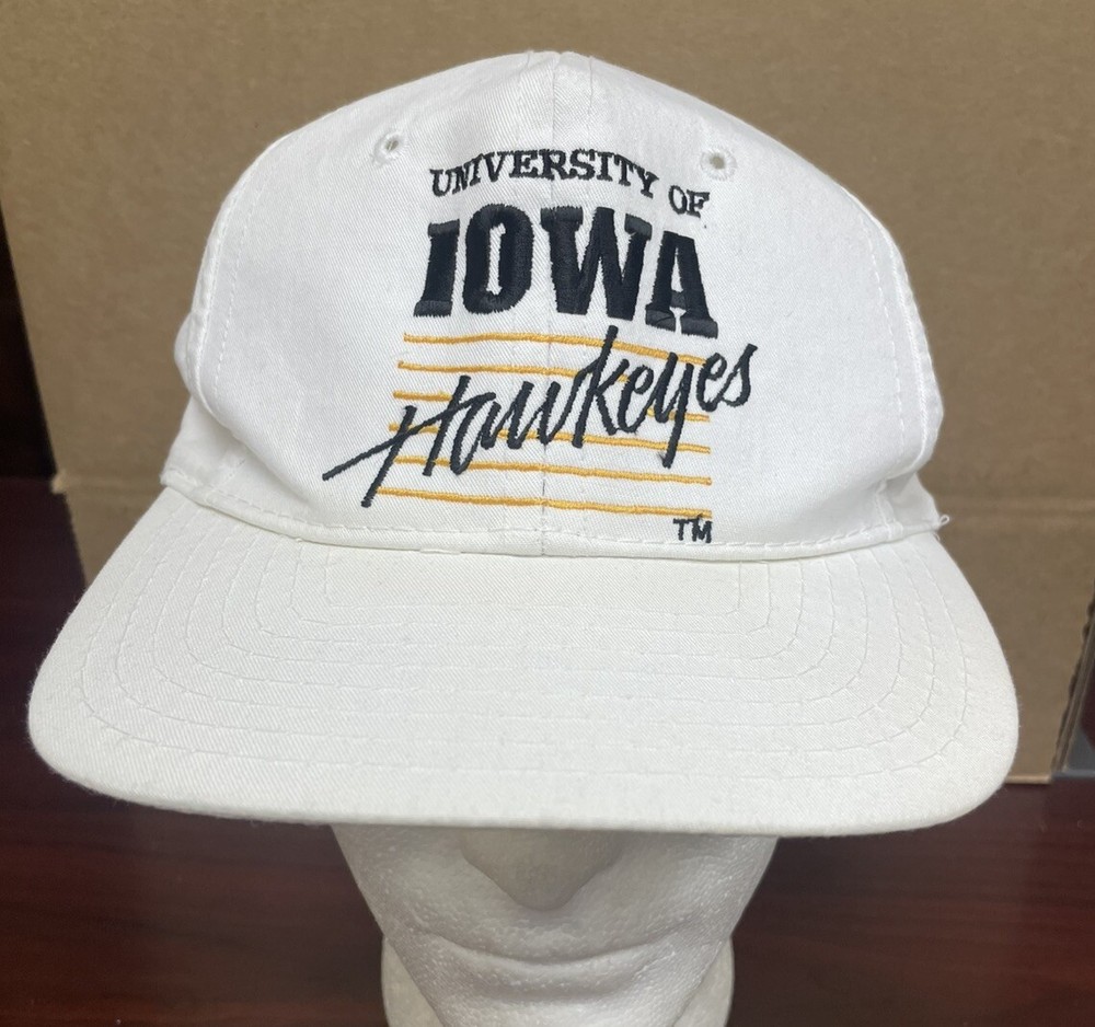 Vintage 80s Iowa Hawkeyes Snapback Hat Bars Signature Series