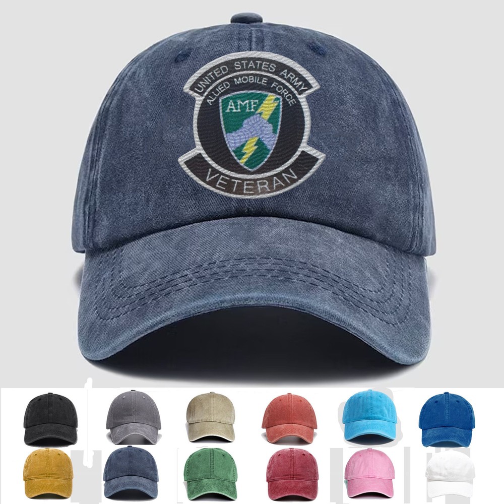 Custom Embroidered Hat US Army Allied Mobile Force Veteran, Trucker Hat, Gift