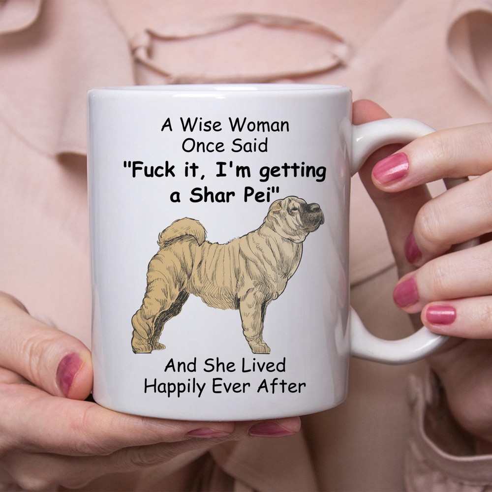 Funny Shar Pei White Coffee Mug Gift Idea for Women