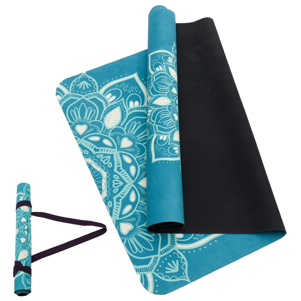 Foldable Travel Yoga Mat with Suede Finish and Carrying Bag for On-the-Go Exercise