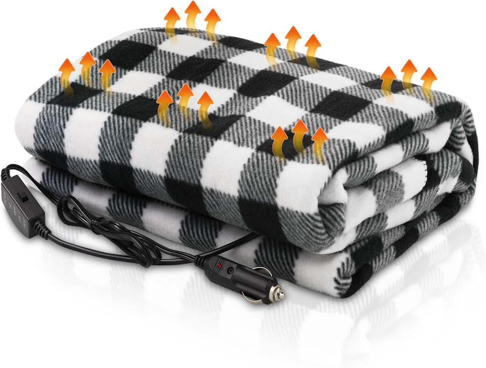Heated Blanket 12V for Car Truck SUV RV, Portable with 2 Heat Levels