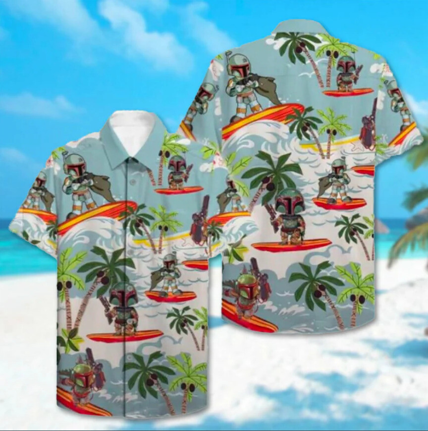 Boba Fett Surfing On The Summer Beach 3D Hawaii Shirt Halloween Gift Us Size