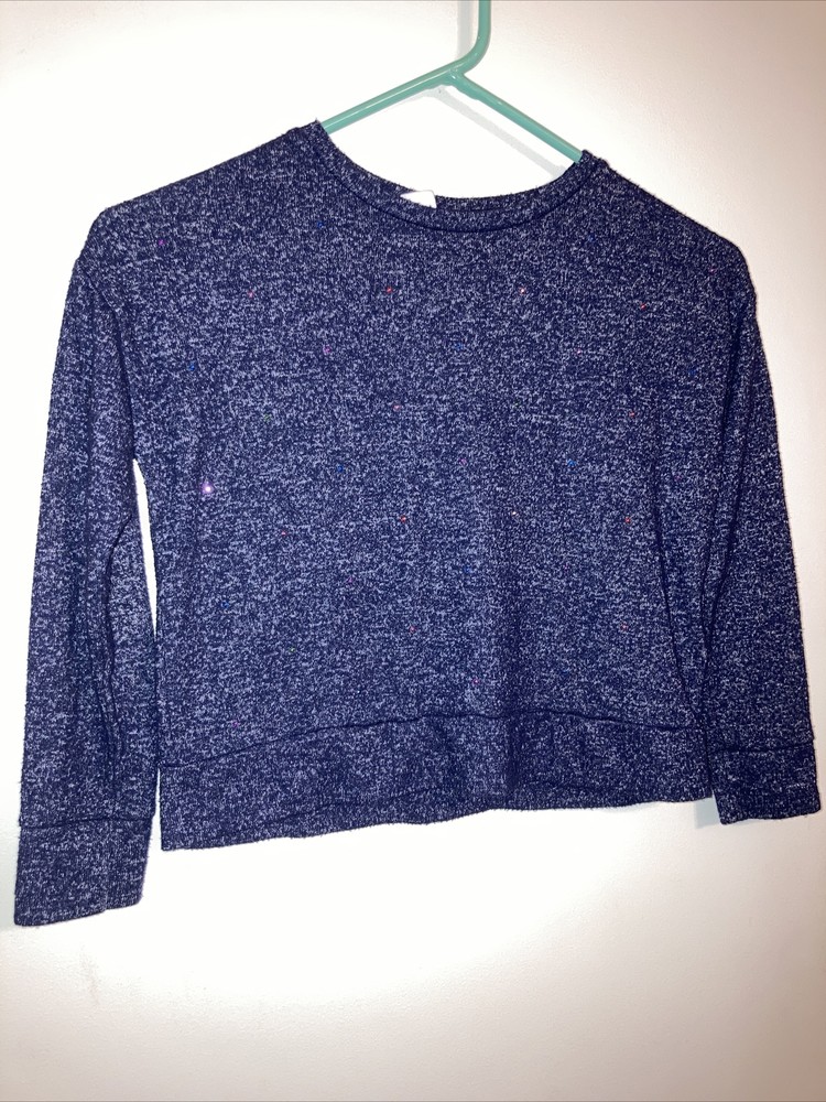 Gap Kids Girl’s Size Small (6/7) Long Sleeve T Shirt Navy With Sequins (9-166)