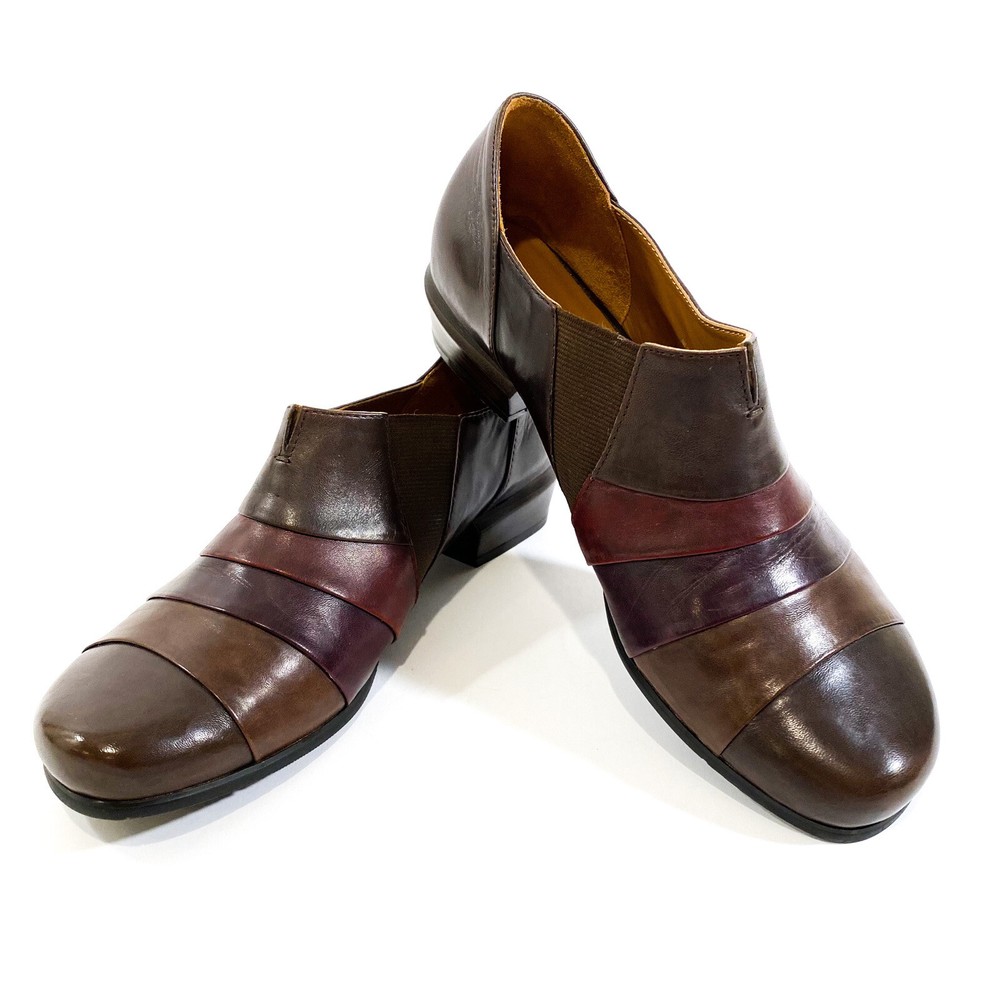 Spring Step Women's 7.5 Diplomat Striped Brown Leather Slip On Loafer Career 38