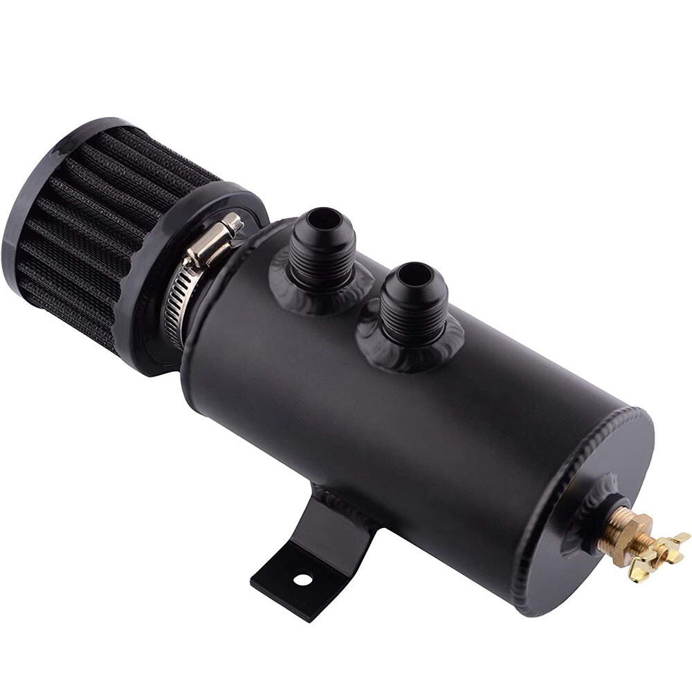 Aluminum 10AN Oil Catch Can Reservoir Tank + Breather Filter Baffled Kit AN10
