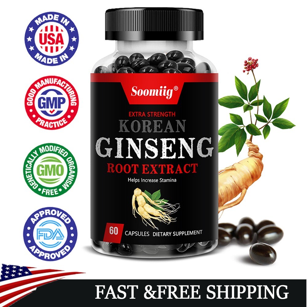 Korean Red Ginseng Root 350 Mg - Energy, Anti-Fatigue Supplement 60 Capsules