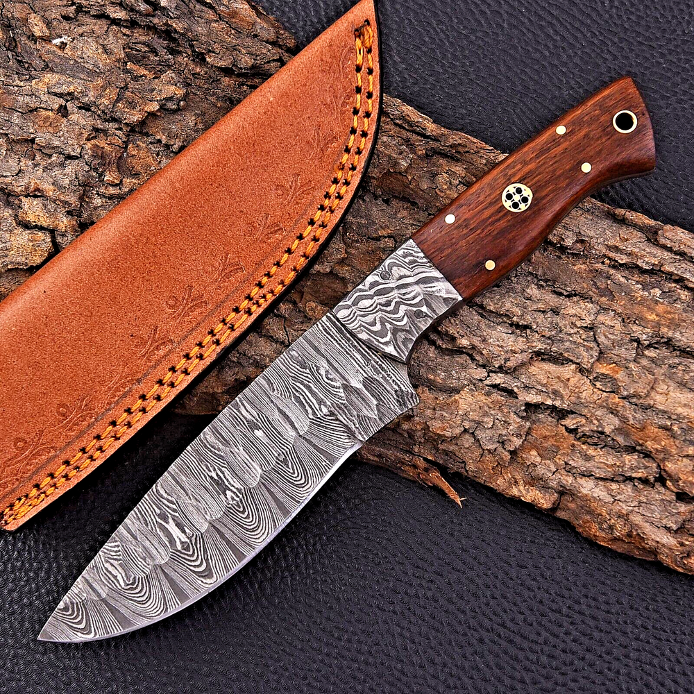 Custom Hand Made Forged Damascus Steel Camping Hunting Knife 2907