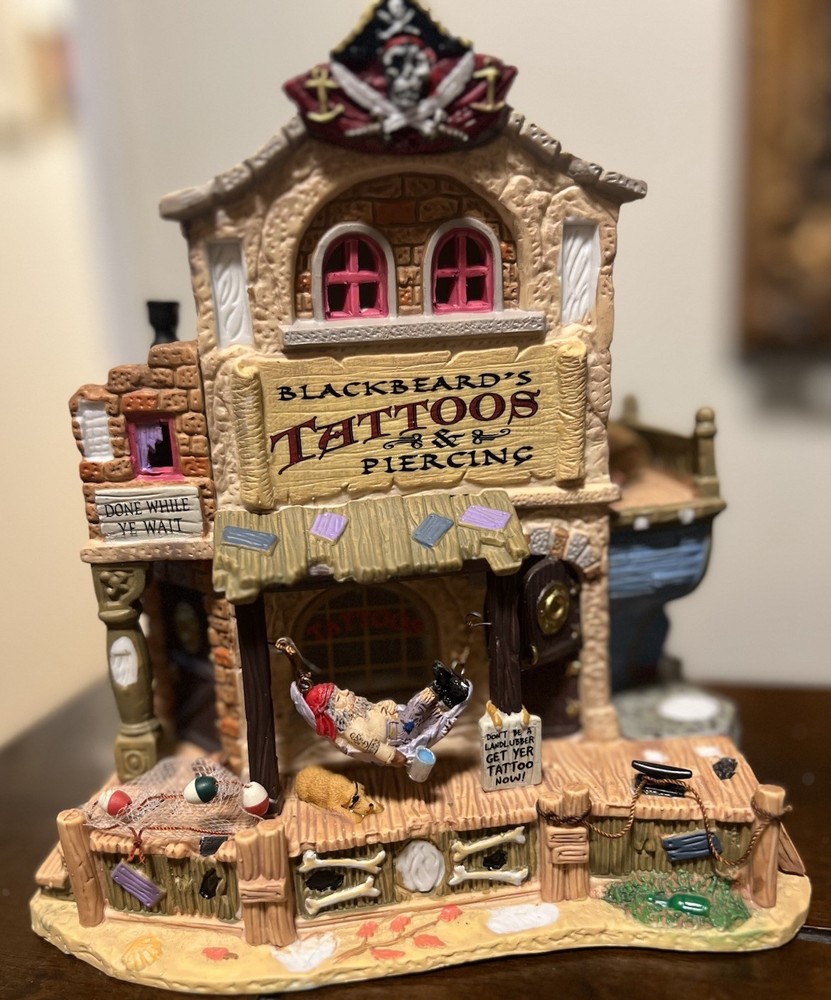 2007 Lemax Spooky Town Halloween Village Blackbeard Tattoo Piercing Rare Limited Edition