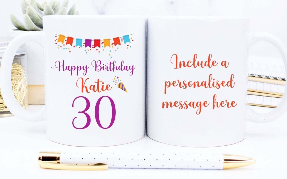 Taza Personalizada 30 Cumpleaños Feliz 30 Cumpleaños Personalizada 30 Cumpleaños Regalo Ella