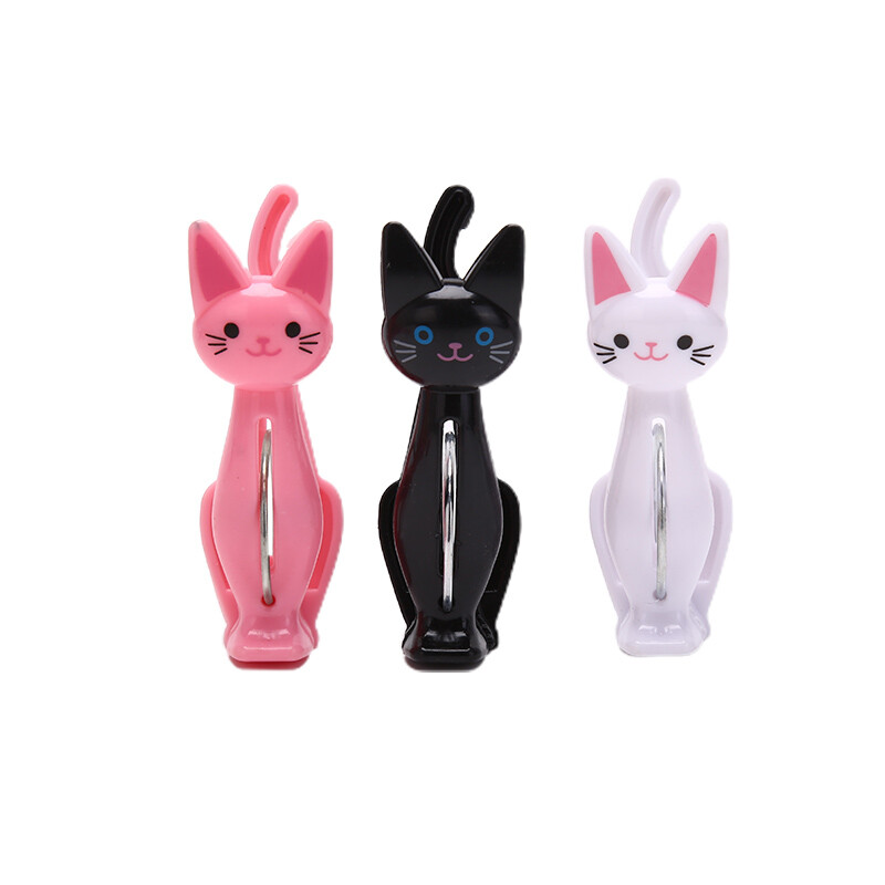 4Pcs Cute Cats Plastic Clothes Pegs Clothespins Cartoon Beach Towel Clips B^a5