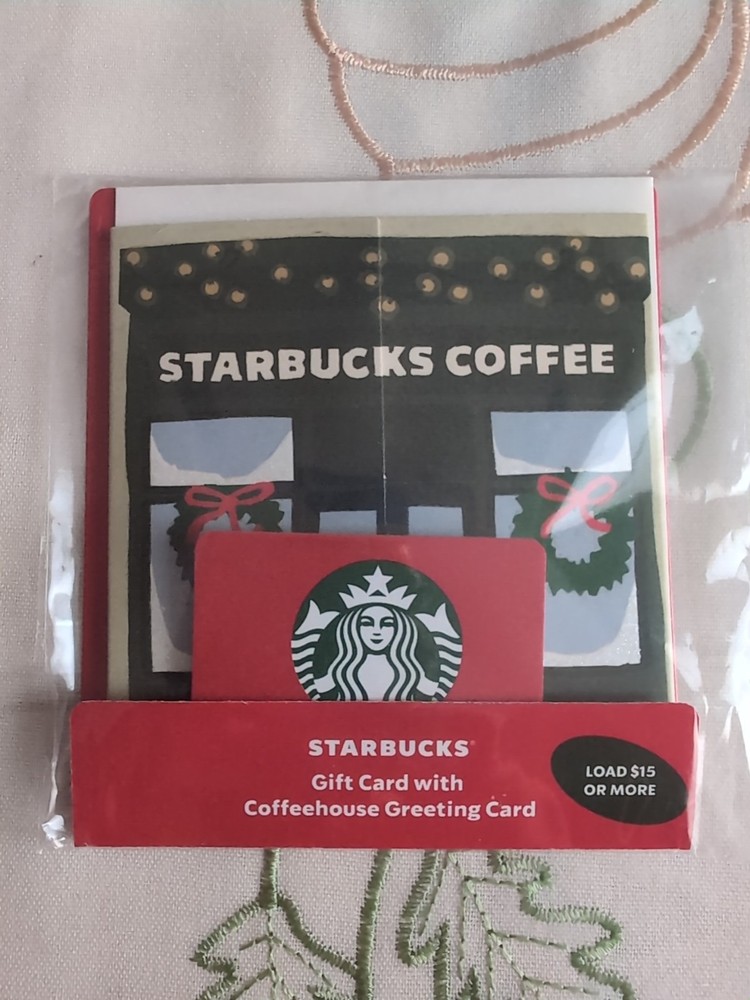 STARBUCKS GIFT CARD 2025 Christmas Coffeehouse Greeting Card Storefront No Value