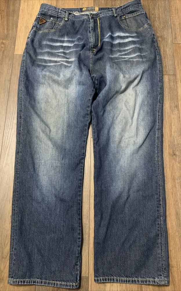VTG Akademiks Baggy Wide Leg Jeans Mens 40x34 Grunge Skater Streetwear Y2K