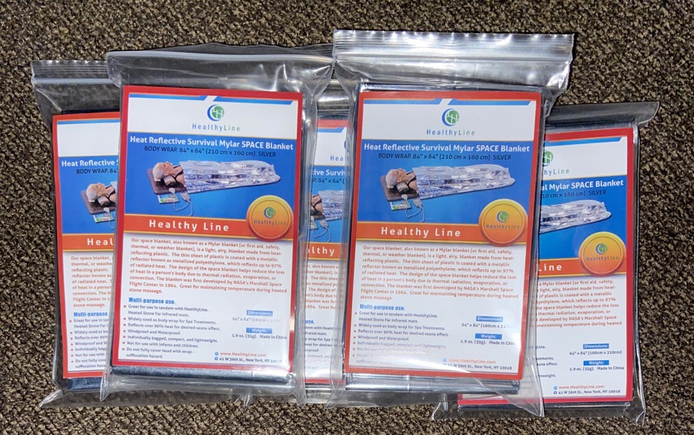 HEALTHYLINE 5 Pack EMERGENY Foil BLANKET Survival INSULATING Mylar THERMAL Heat
