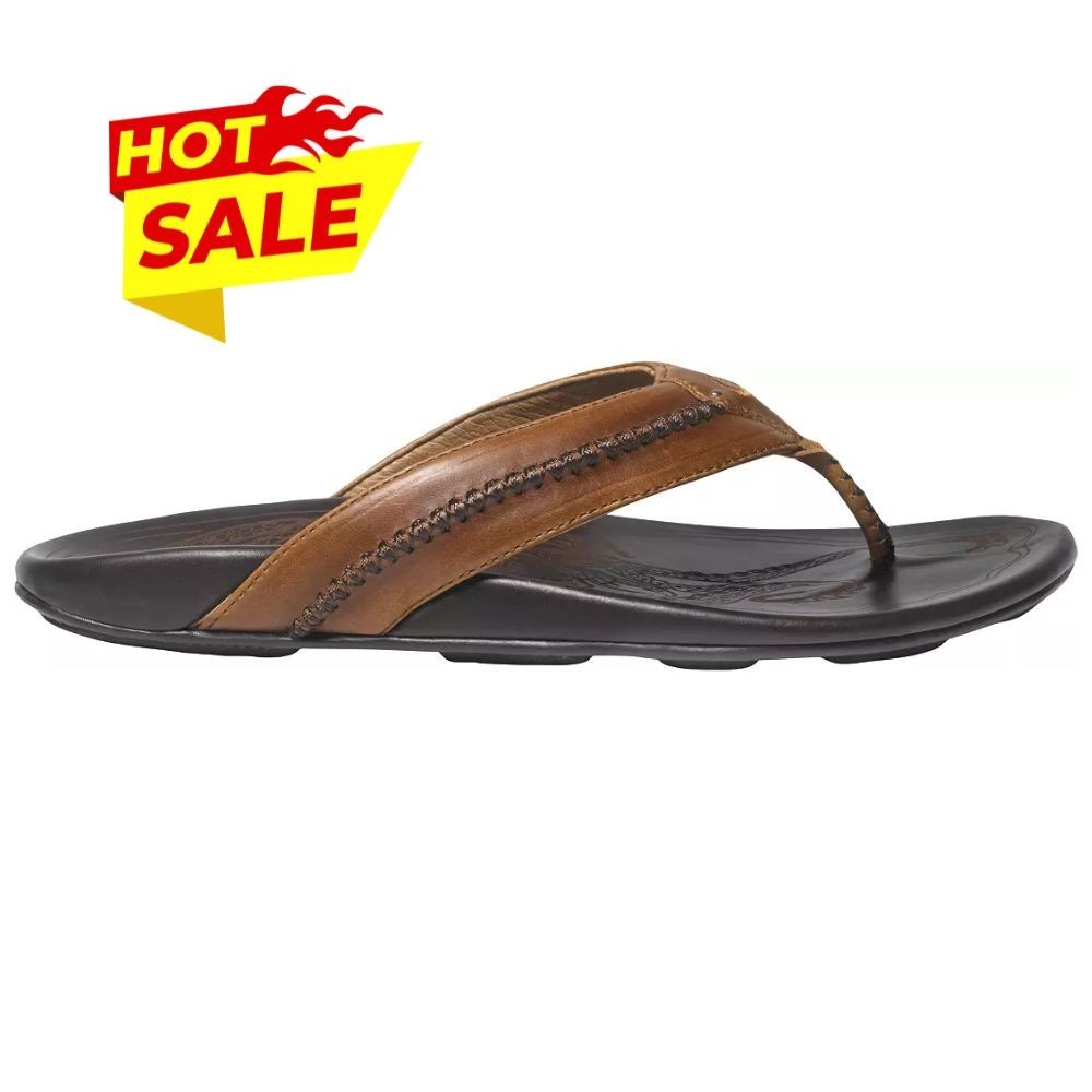 ✨SALE🎁 OluKai Men's Mea Ola Flip Flop Tan/Dark Java
