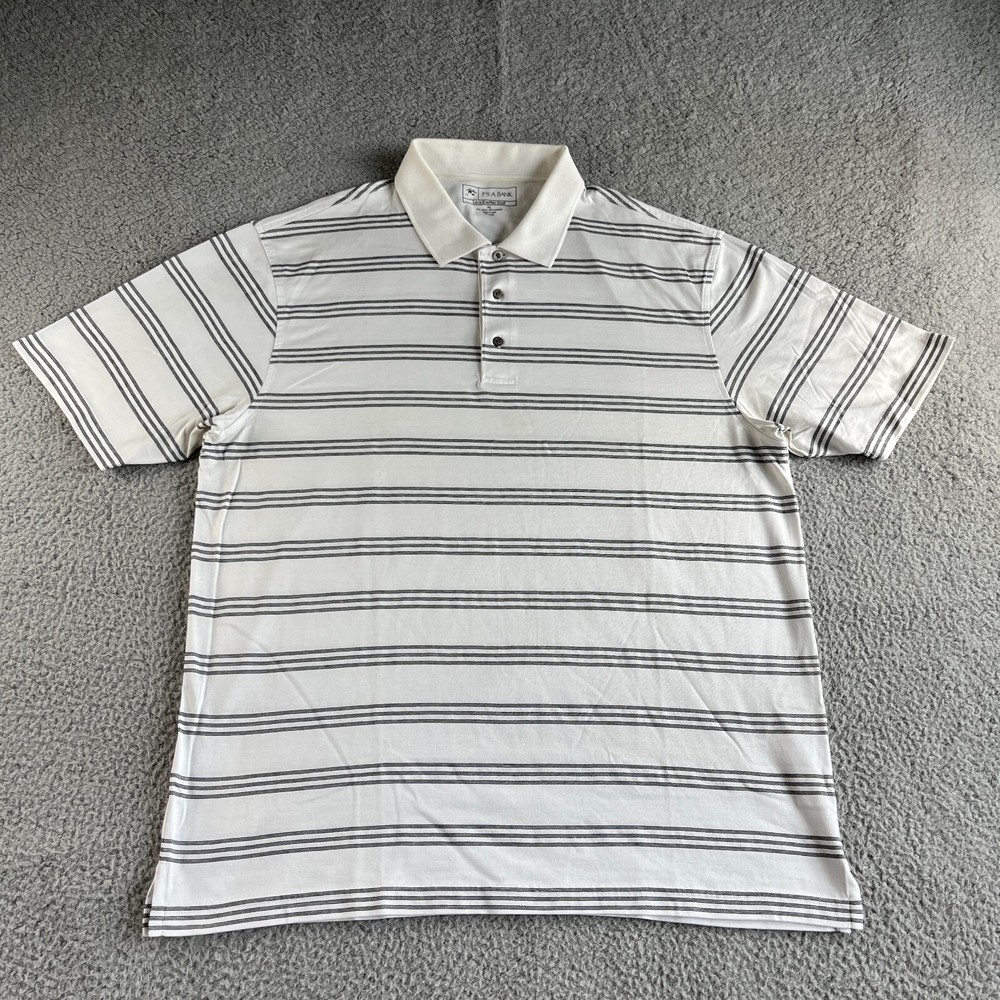 NEW JoS A Bank Polo Shirt Mens Extra Large White Stripe Pullover Leadbetter Golf