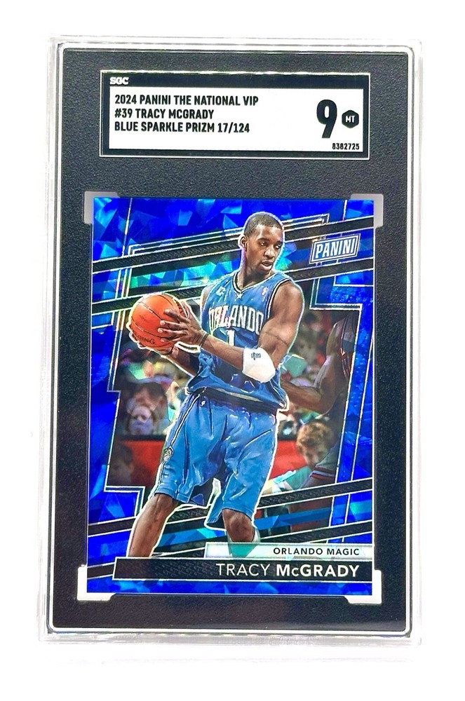2024 Panini National VIP Tracy McGrady Blue Sparkle Prizm /124 SGC 9 COLOR MATCH
