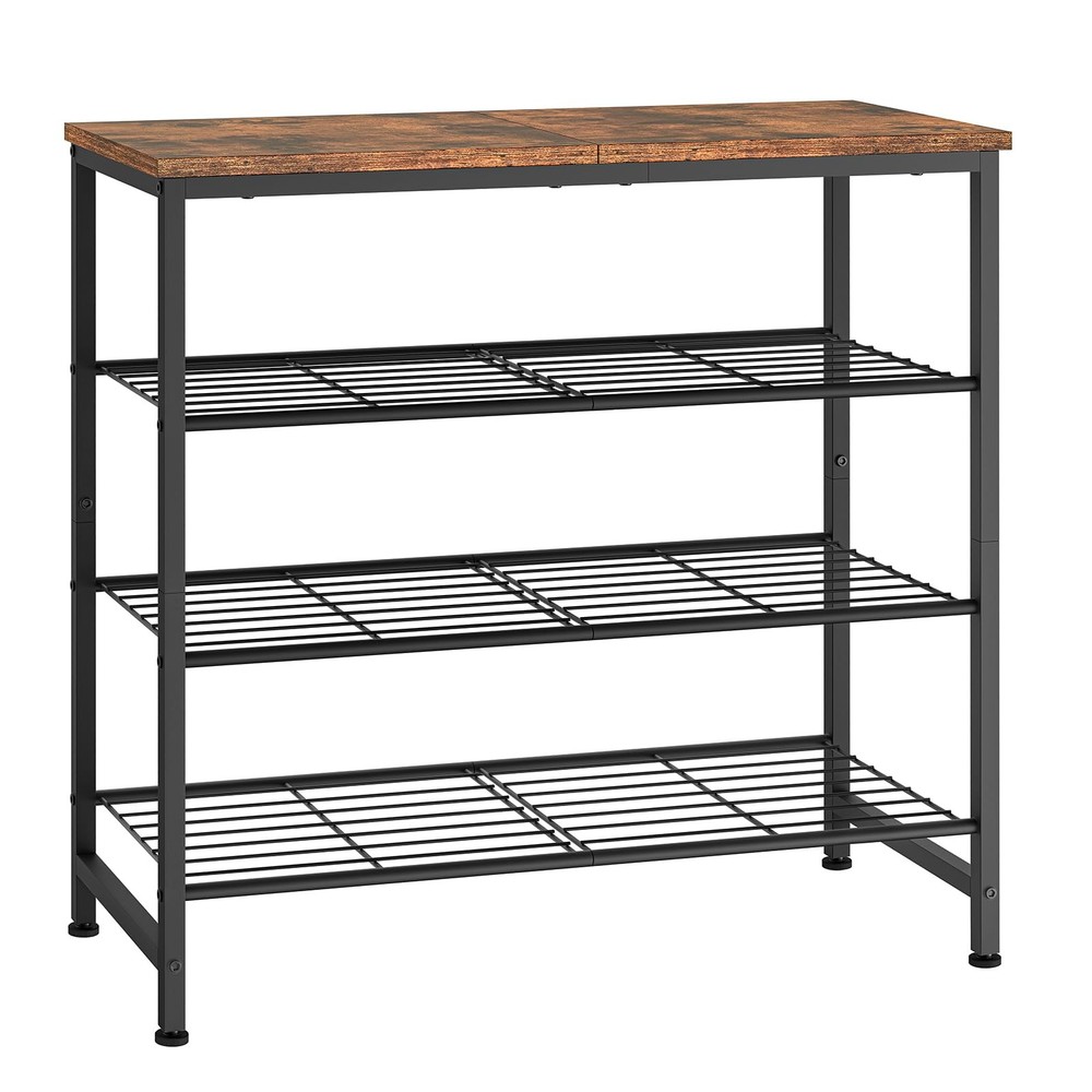 4-Tier Shoe Rack, Industrial Shoe Storage Organizer for 9-12 Pairs of Shoes, ...