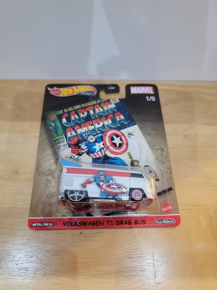 2021 HOT WHEELS PREMIUM MARVEL CAPTAIN AMERICA VOLKSWAGEN T1 DRAG BUS