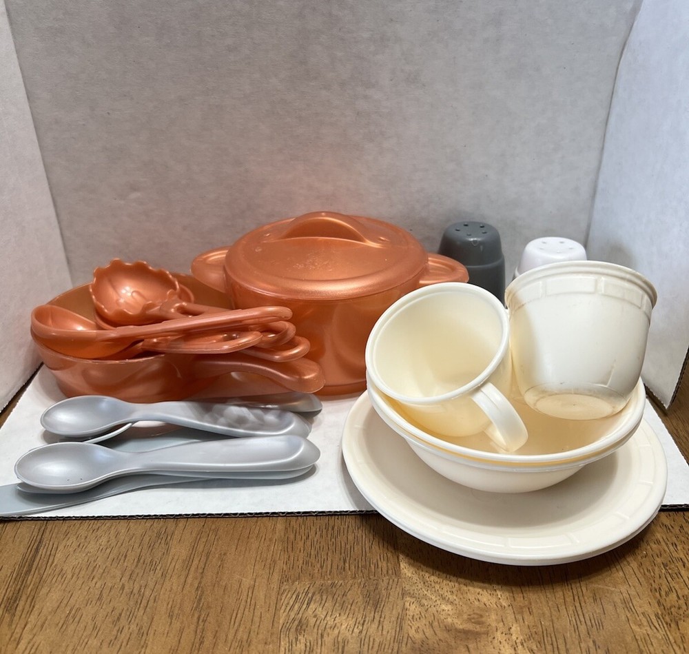 Step2 Pretend Play Kitchen Dishes Plates, Bowls, Pitcher, Cups, Pots & Pans Lot