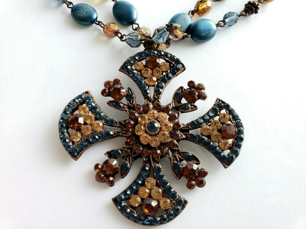 Swarovski Crystal Maltese Cross Necklace with Seasonal Whispers Design-image